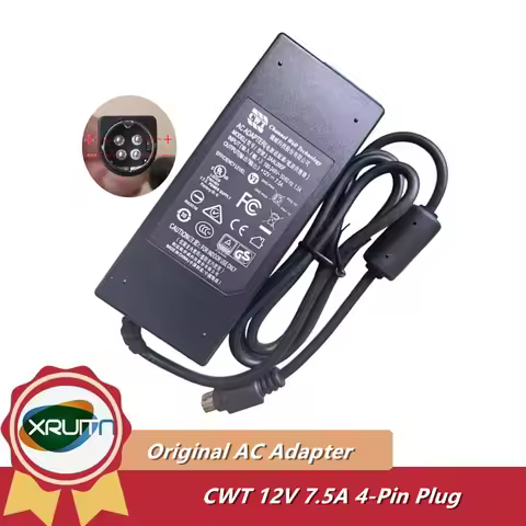 CWT 2AAL090F 12V 7.5A 4-Pin AC Adapter Charger For Netgear RN104104 RN10442D 200NAS RN10400 ReadNAS 