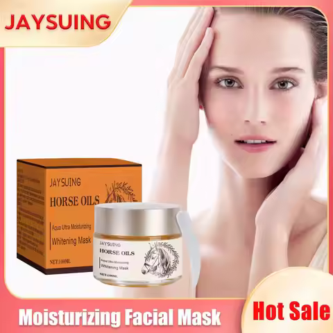 Horse Oil Mask for Face Reduce Fine Lines Shrink Pore Deep Nourish Brighten Moisturizing Oil Control
