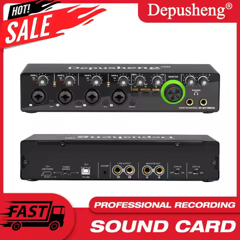 Newest 4 Channel Audio Sound Card 4 in 2 out Interface Audio For Podcast Recording Music Studio Inst