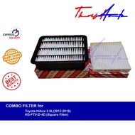 COMBO Filters (Aircon &amp; Engine) for Toyota Hiace 2.5L 2012 - 2018 2KD-FTV D-4D (Square Filter)