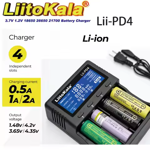 LiitoKala Lii-PD4 Battery Charger for 18650 26650 21700 AA AAA 3.7V/3.2V/1.2V Lithium NiMH battery U