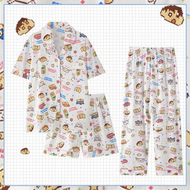 ชุดนอนผู้หญิงลายการ์ตูนสุนัข Eeyore ผ้าฝ้ายบางแขนสั้นฤดูร้อน 2024 ใหม่ เสื้อผ้าใส่อยู่บ้าน น่ารัก คุ