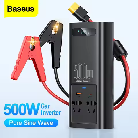 Baseus 500W Pure Sine Wave Inverter 12V to 220V 110V Current Converter Europe Camper EU Plug Auto Po