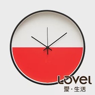 Lovel 30cm美式極簡金屬框靜音時鐘 - 共3款紅白
