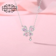 Giấy chứng nhận Vòng cổ nữ mặt dây chuyền bướm bạc S925 nhiều ziricon Màu mơ mộng