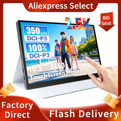 NEW 10.5" OLED 2.5K Portable Touch Monitor, 100% DCI-P3, for Windows Android Switch Dual Screen For