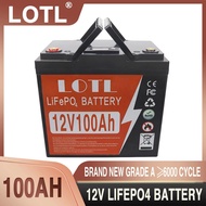 12V 100Ah Lifepo4 Cell Built-In BMS Lithium Iron Phosphate Battery 6000 Cycles Life For RV Campers Golf Cart Solar With Charger