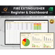 Fire Extinguisher Register Dashboard Template Excel spreadsheet ISO 14001 Compliant Safety Log Workp