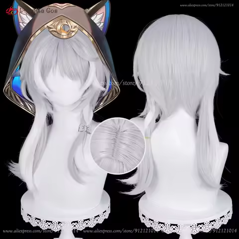 HSR Cipher Cosplay Wig 52cm/45cm Long Gray White Highlights Wigs Heat Resistant Synthetic Hair Cifer