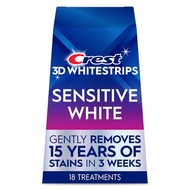 Crest 3D Whitestrips Sensitive White – Teeth Whitening Kit, 18 Treatments, Each with 1 Upper/1Lower,