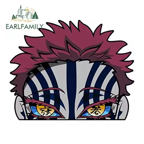 EARLFAMILY 13cm x 10.5cm Akaza Peeker Car Sticker Anime Big Head Decal JDM Car Window Motorcycle Hel