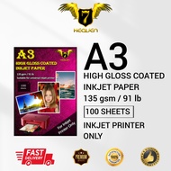 7 Heaven A3  Glossy Inkjet Paper 135gsm (100pcs/pack)