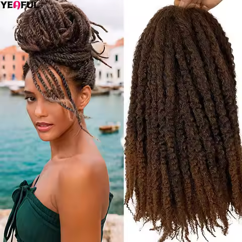 Crochet Marley Twist Hair for Black Women 18” Marley Kinky Braiding Hair 99J Brown Ginger Multicolor