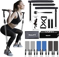 Pilates Bar Kit with Resistance Bands, WeluvFit Fitness Equipment for Women &amp; Men, Gym Home Workouts Stainless Steel Stick Squat Yoga Pilates Flexbands Kit