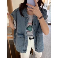 denim suit woman denim vest woman denim jacket woman Denim Vest for Women - Spring/Autumn Fashionabl