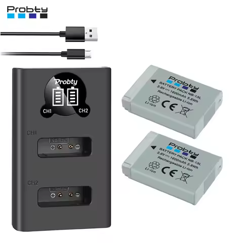 1600mAh NB-13L NB13L NB 13L Battery + LED USB Charger for Canon G7 X Mark II G7X G5 X G5X G9 X G9X S