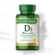 วิตามินดี3 Nature’s Bounty, Vitamin D3, Immune Health 2000IU, 240 Softgels