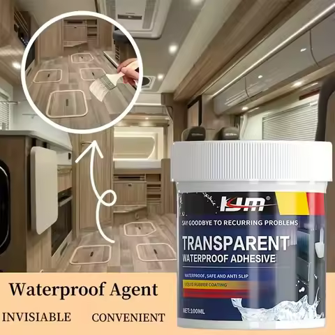 Upgraded Transparent Waterproof Liquid Rubber Coating - Fast-Drying 1K Sealant for RV and Indoor Lea