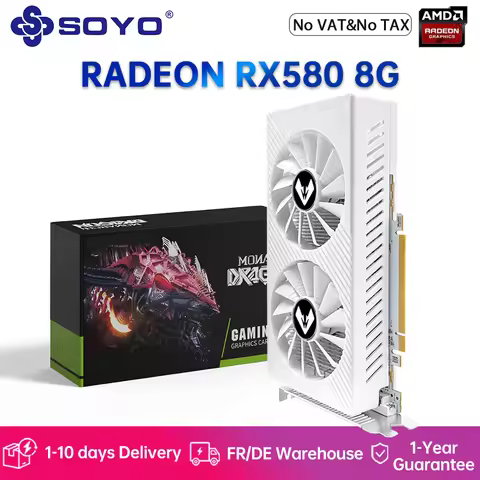 SOYO AMD Radeon RX580 8GB Gaming Graphics Card 2048SP GDDR5 256Bit PCIE 3.0 x16 DP DVI RX580 8GB GPU