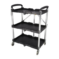 รถเข็นอเนกประสงค์พลาสติก3ชั้นพับเก็บได้ GIANT KINGKONG PRO รุ่น CF90255 ขนาด 65.8x42.5x85.5 ซม. สีดำ