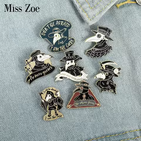 Plague Doctor Enamel Pins Beak Face Brooches Custom Badges for Bag Lapel Pins Buckle Cool Jewelry Gi