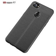 Oppo F7 Slim Leather Laychee Grained Medium Hard Polycarbonate TPU Back Cover Phone Casing