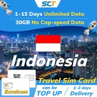 Indonesia Travel Sim Card 【30GB High speed data + Unlimited 128kbps】Unlimited Data 1~15 days 4G LTE 