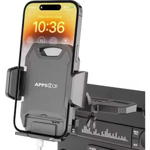APPS2Car Sturdy CD Slot Phone Mount with One Hand Operation Design HandsFree Car Phone Holder Univer