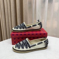 Wu Ying 【Hot Sales！！】Tory Burch Lady’s 2020 New Style Maisie Lace up hemp rope soled bow tie flat bottom canvas shoes