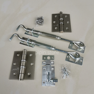 Paket Hak Angin Segi Silver Cantolan Penahan Jendela Stainless + Engsel Jendela 3 Inch Tebal 1 Set +