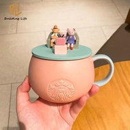 2023 New Starbucks Mug Cute Girl Cartoon Mug Pink Mug Pig Family Cup Lid