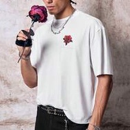 Angel Surrounded By Rose Flower Fashion Print Men's White Standard Fit Short Sleeve T-Shirt,Streetwe