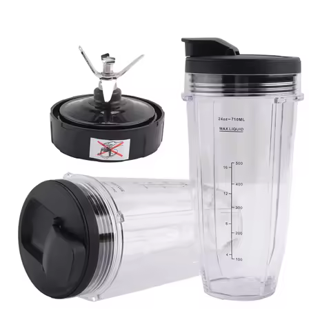 A67Z 24Oz Cups With To-Go Lids, 7 Fins Extractor Blade, For Nutri Ninja Auto IQ BN801 SS101 BL480-30