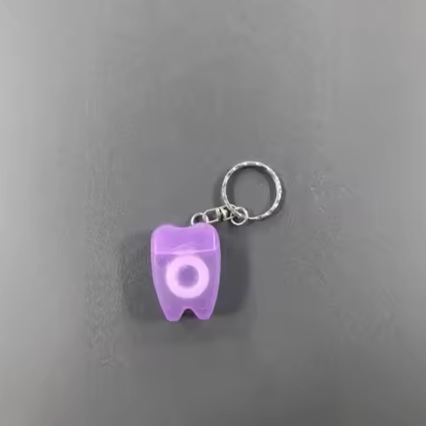60Pcs Dental Floss Tooth Keychain Portable Floss Roll Tooth-Shaped Key Chain Teeth Care Oral Clean T