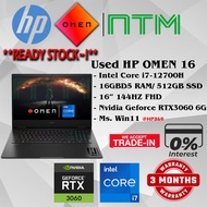 #HP369 USED HP OMEN 16 Intel i7-12700H 16GB DDR5 512GB SSD NVIDIA RTX3060 RTX 3060 6G 144Hz Gaming L