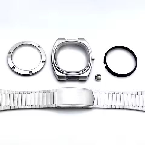 38mm TV Shape Watch Case Silver Tonneau Cushion Vintage1970s No logo For Omega Seamaster NH35 NH36 A
