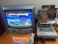 Full 懷舊setup： 14寸 CRT 電視 + SFC 超任 超級任天堂 + 遊戲套裝 