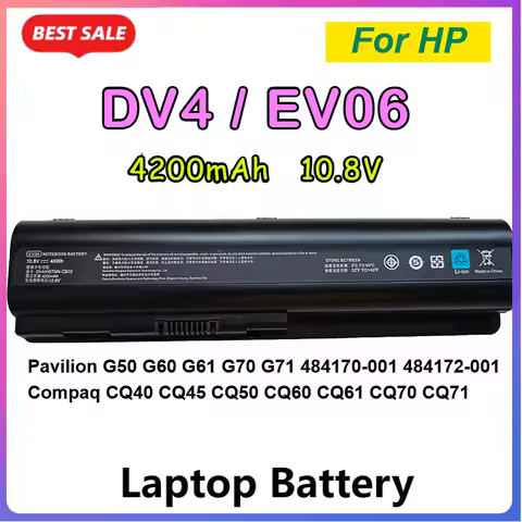 4200mAh DV4 EV06 Laptop Battery For HP Pavilion G50 G60 G61 G70 484170-001 484172-001 Compaq CQ40 CQ