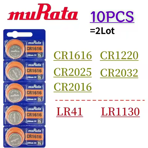 10Pcs/lot Original MURATA CR1616 CR1220 CR2032 CR2016 CR2025 LR1130 LR41 battery Button cell DL2032 