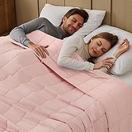 Pink Weighted Blanket for Adults (20lbs, 80"x87" King Size), Cooling and Soft Heavy Blanket for 130-