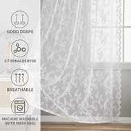 White Lace Sheer Curtain for Living Room Langsir 2 3Panels Window Day Curtain for Sliding Door Grommet hook Drapes Sperate Curtains Home Decor
