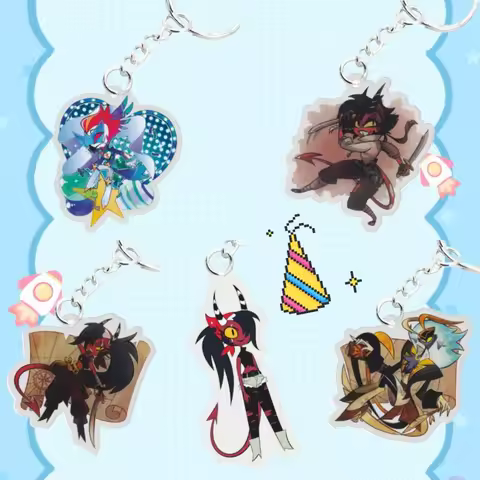 Acrylic Key Chain for Helluva Boss Vassago Millie Ozzie Fizzarolli Sallie May Anime Cartoons Periphe