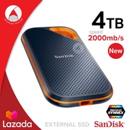 SanDisk Extreme Pro Portable SSD 4TB (SDSSDE81-4T00-G25) USB 3.1 Type C อ่านเร็วสูงสุด 2000MB/s IP55 กันฝุ่น กันละอองน้ำ ทนแรงตก กระแทก Ruggedized เคสอลูมิเนียม หุ้มซิลิโคน แข็งแรง ทนทาน เอสเอสดี รับประกัน 5ปี โดย Synnex