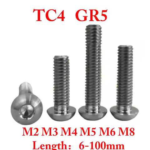 M2 M3 M4 M5 M6 M8 X 6-100mm length TC4 GR5 Titanium Alloy Screws Button Head Hex Allen Bolt Screw Bi