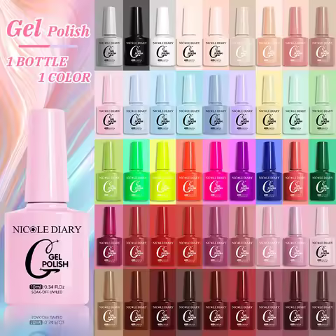 NICOLE DIARY 10ML Gel Nail Polish Solid Color Glass Gel Varnish Nail Art Gel Spring Summer Gel Nail