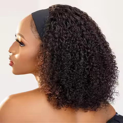 Jerry Curl Headband Wig Human Hair Short Human Hair Wigs For Black Women Machine Made Remy Short Bob