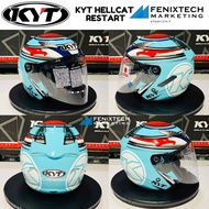 KYT Helmet- Casco KYT Hellcat Restart Aqua Blue Red Pluo 100% original