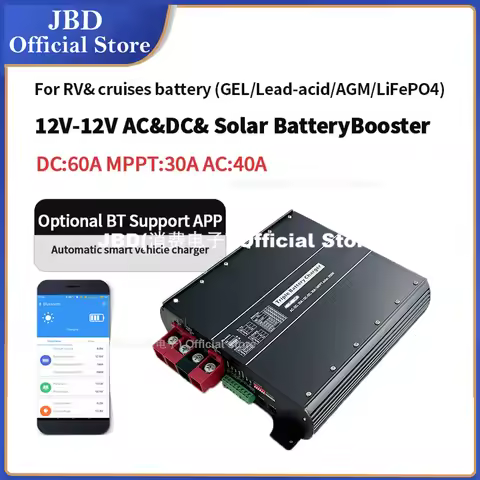 Solar 12V Charger Dc To Dc Booster 60a Mppt Solar Controller 30A AC 40A Charger for 12V Battery Rv Y
