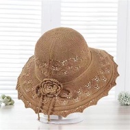 cap woman cute hat woman New Lace Dome Hat Summer Ladies Korean Version Sun Hat Big Brim Beach Hat K