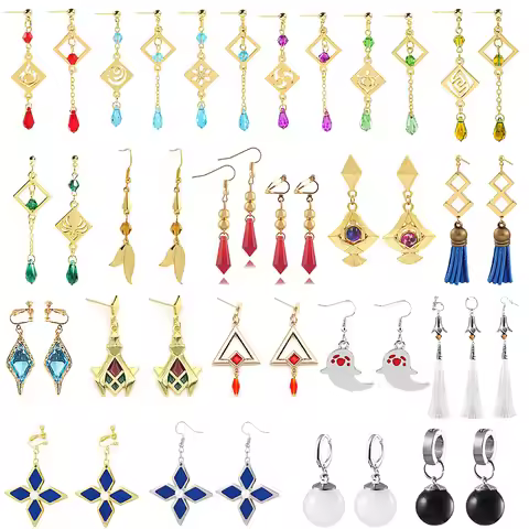 Game Genshin Impact Earring Tartaglia Hu Tao Venti Kaeya Alberich Aether Qiqi Keqing Cosplay Clip Ea